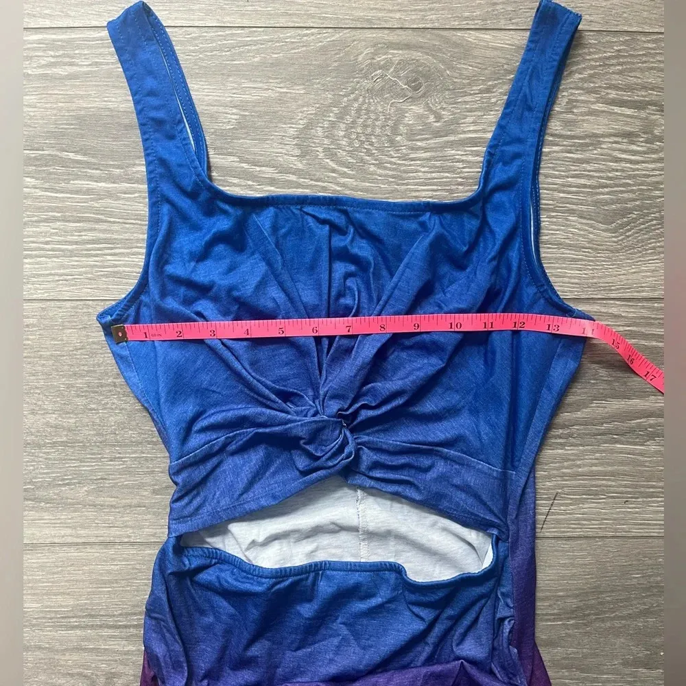 NWOT Pink Purple Blue Cut Out Ombre Bodycon Dress Size M - Image 5