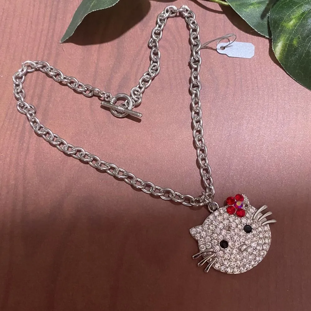 Vintage Hello Kitty Crystal Toggle Necklace - Image 2