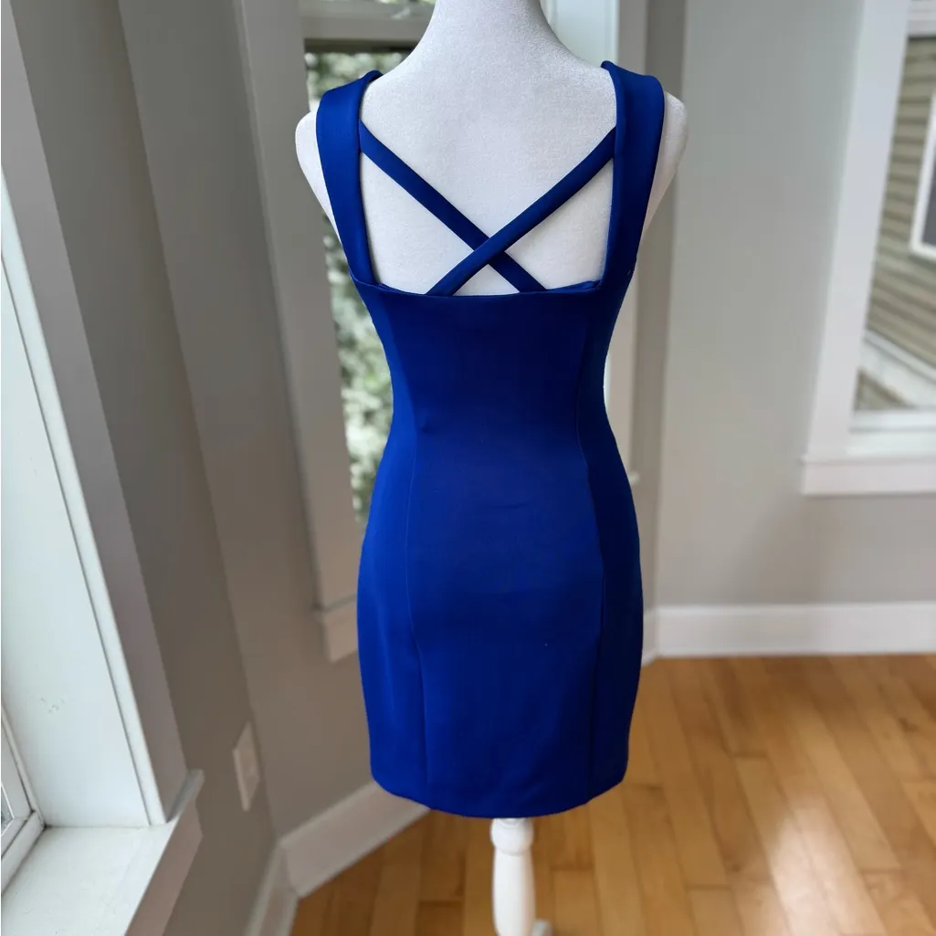 Guess Cobalt Blue Strappy Bodycon Mini Dress Homecoming Formal Prom Size 0 - Image 4
