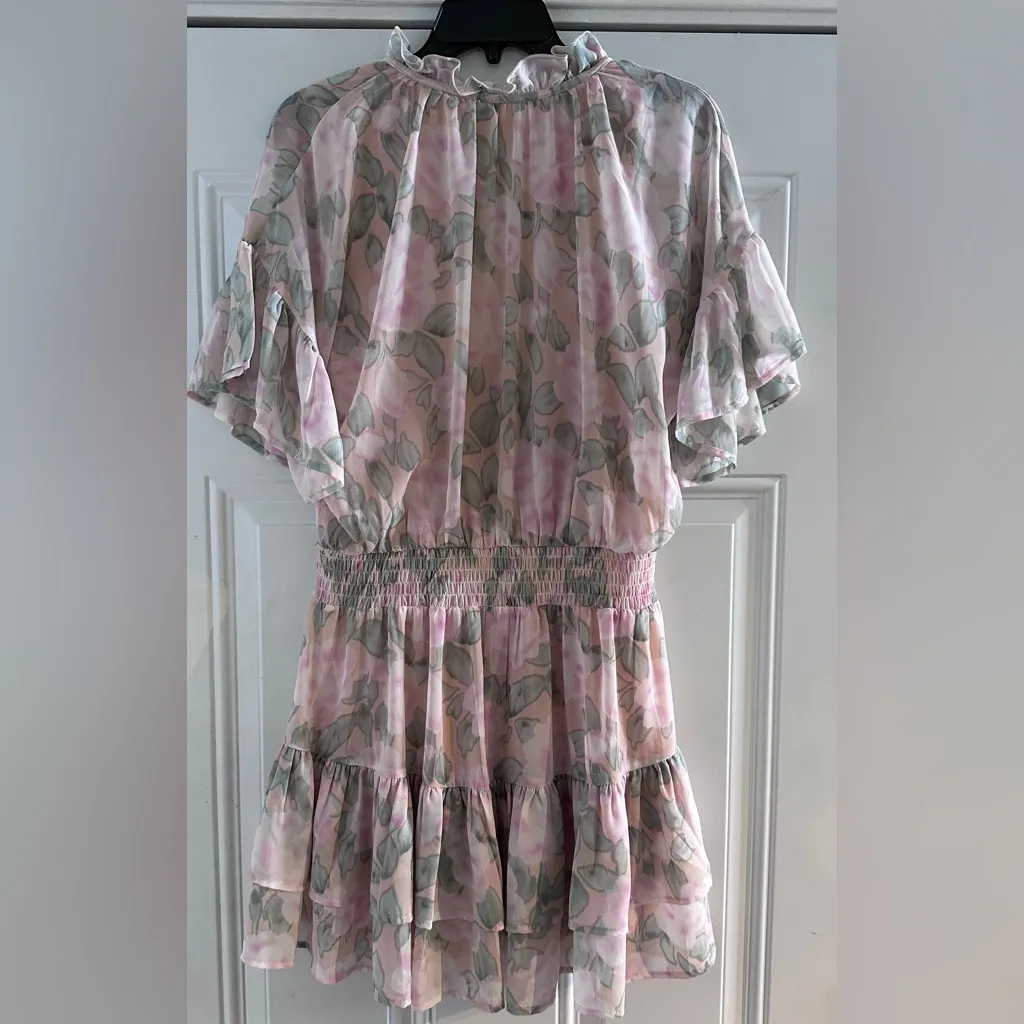 Entro Womens‎ Floral Print V-neck Ruffle Sleeve Tiered Midi Dress Size large - Image 5