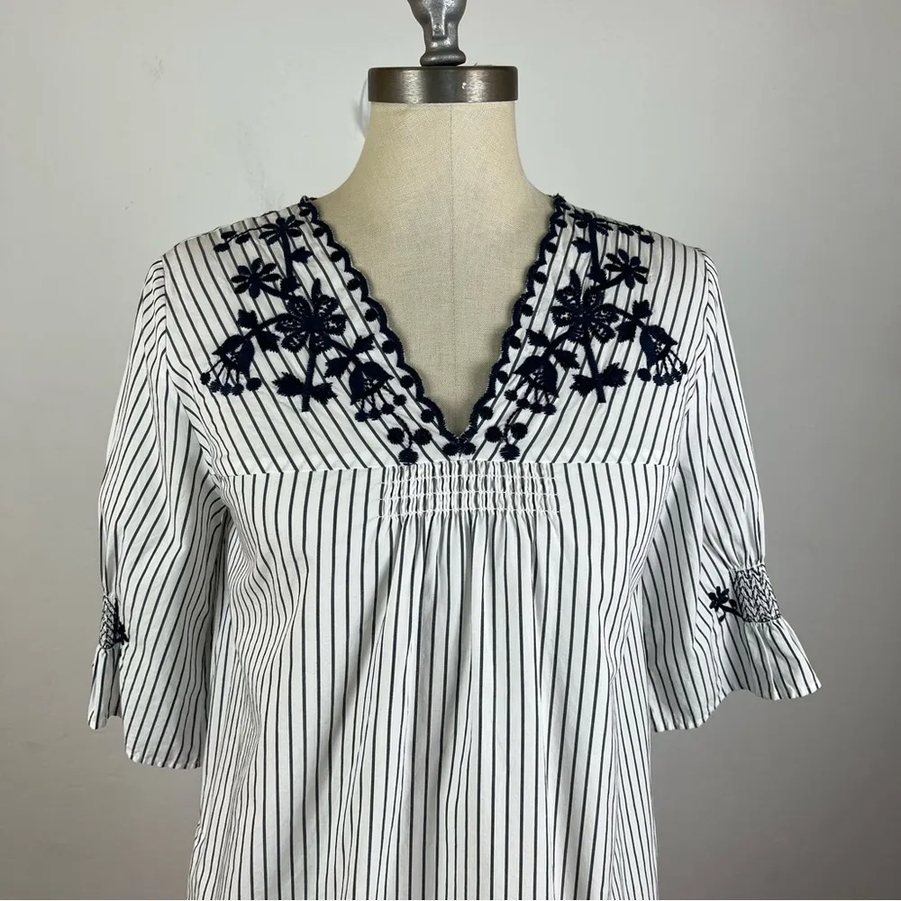 Madewell Stripe Embroidered Breeze Dress - Image 4