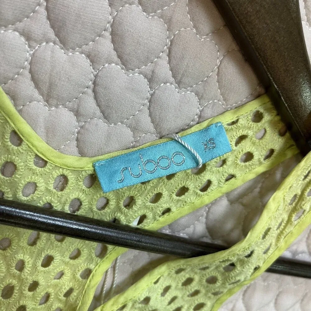 NWT SUBOO Silk Blend Maxi Dress Yellow Green Size XS Sleeveless - Image 7