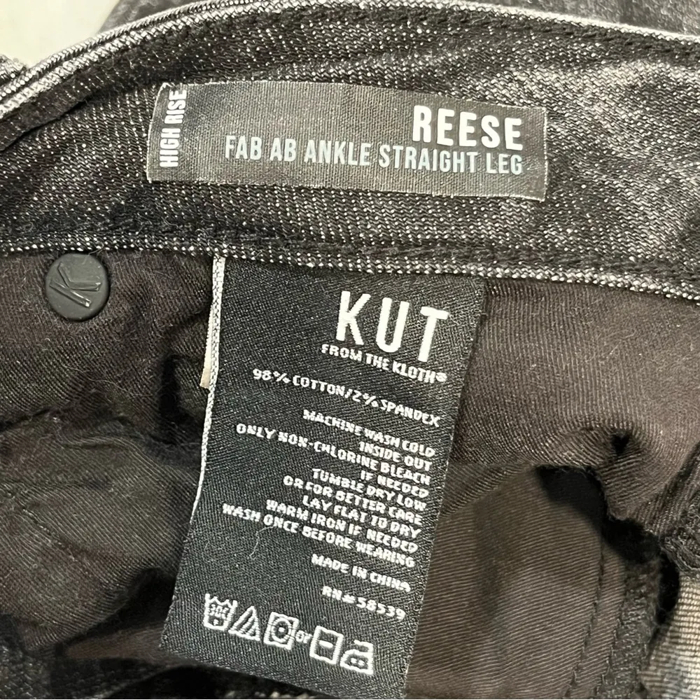 Kut From The Kloth Black Reese Fab Ab High Rise Distressed Straight Leg Jeans 2 - Image 7