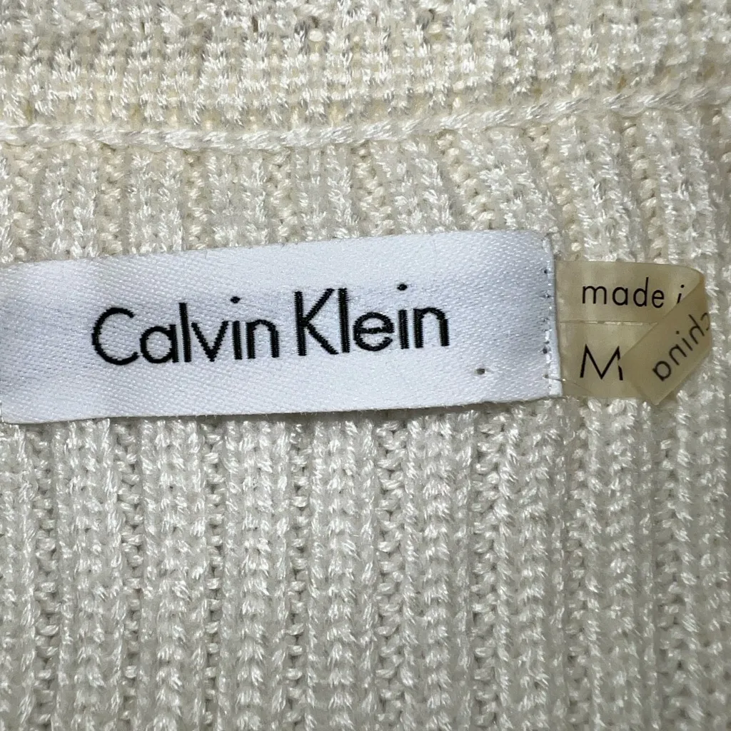 Calvin Klein Cream Knitwear dress. Model has a full turtleneck, mine is split. - Image 11