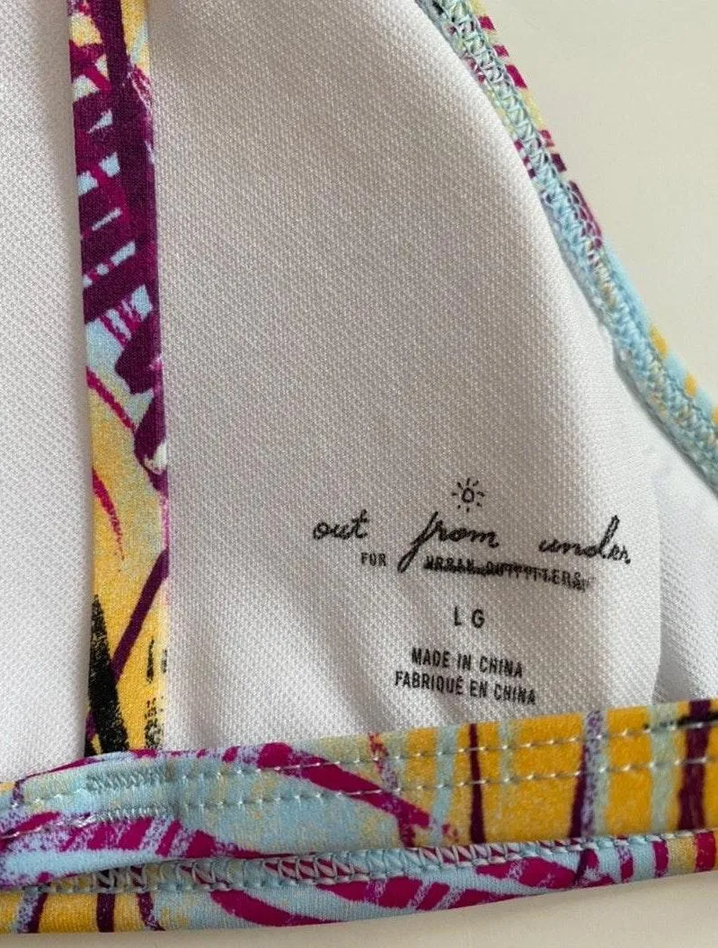 UO Out From Under Printed Triangle Racerback Bikini Top - Image 9