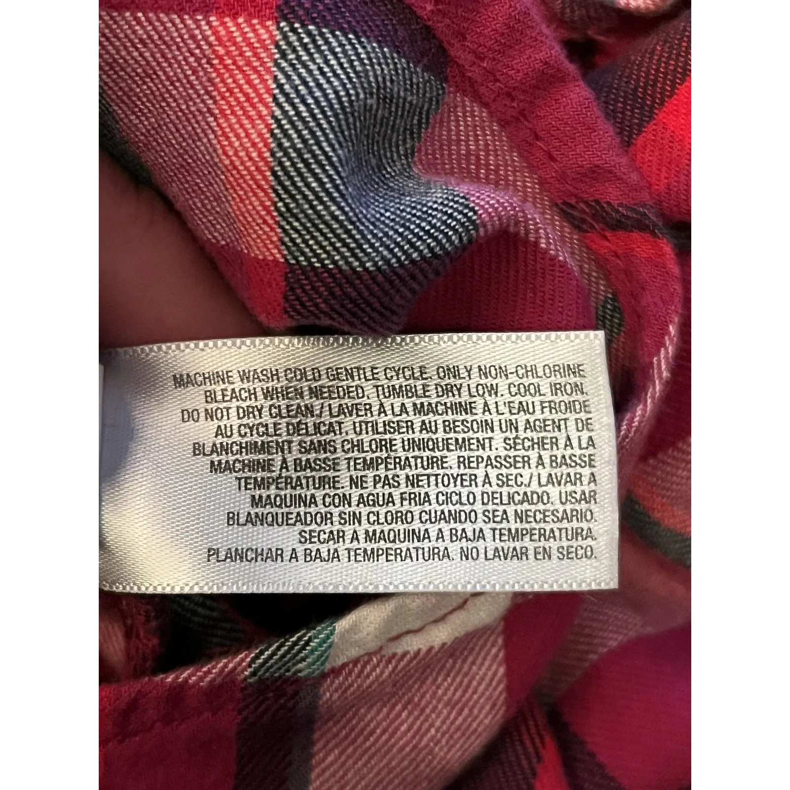 Old Navy Shirt Womens Large Purple Pink Plaid Flannel Button Up Long Sleeve - Image 7