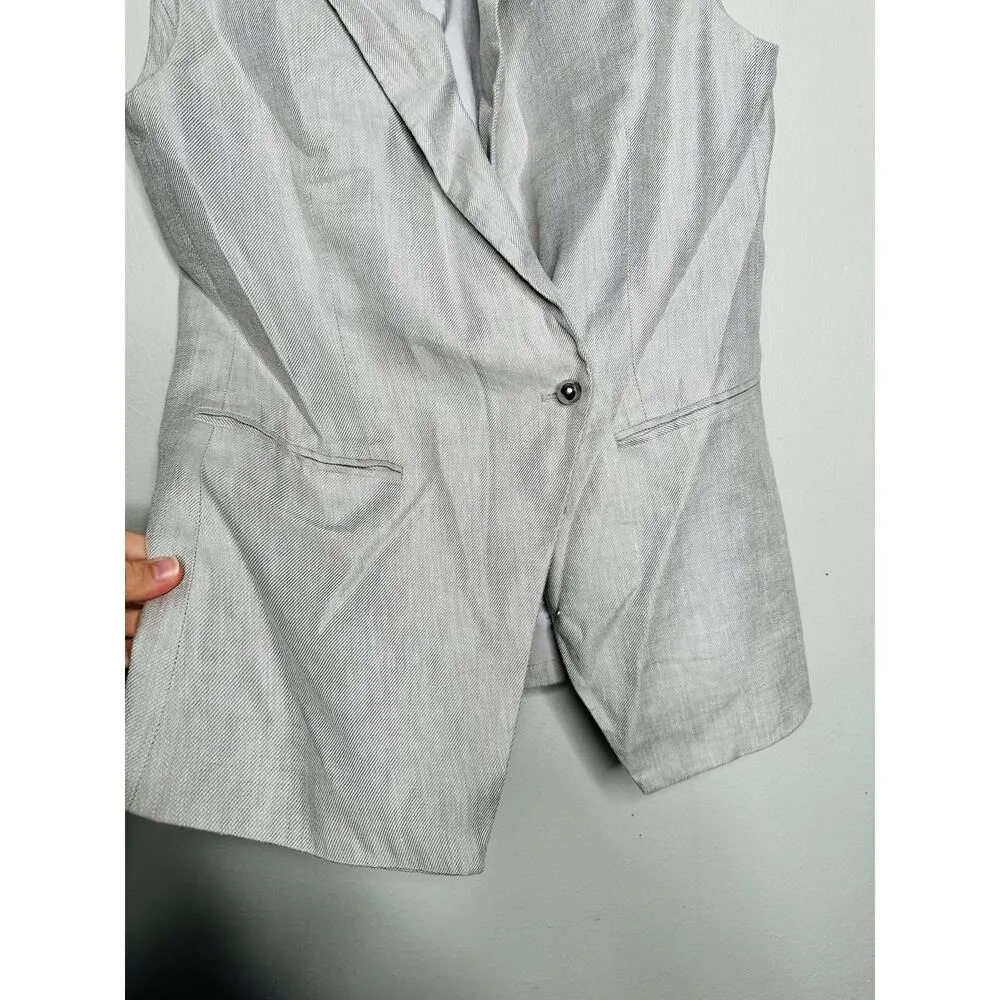 DEREK LAM 10 CROSBY Gray Linen Blend Sleeveless Taylor Vest Size 2 - Image 12