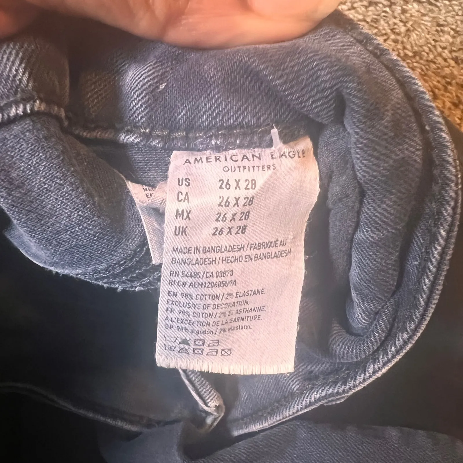 American Eagle N(ext) Level Flex Jeans Black Wash Denim Size 26x28 Blue - Image 3