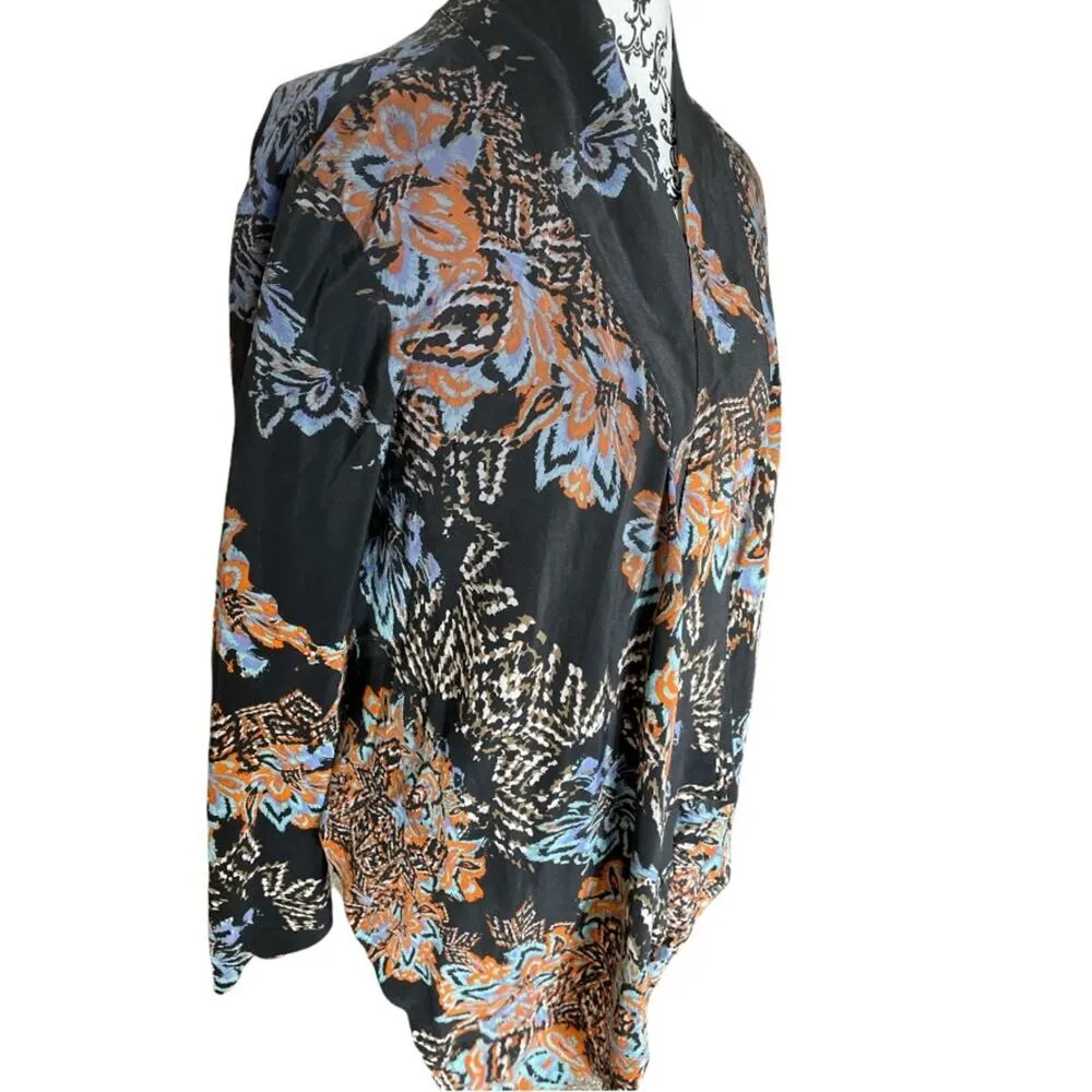 Twelfth Street by Cynthia Vincent Abstract Floral Silk Cardigan Small Blue - Image 5