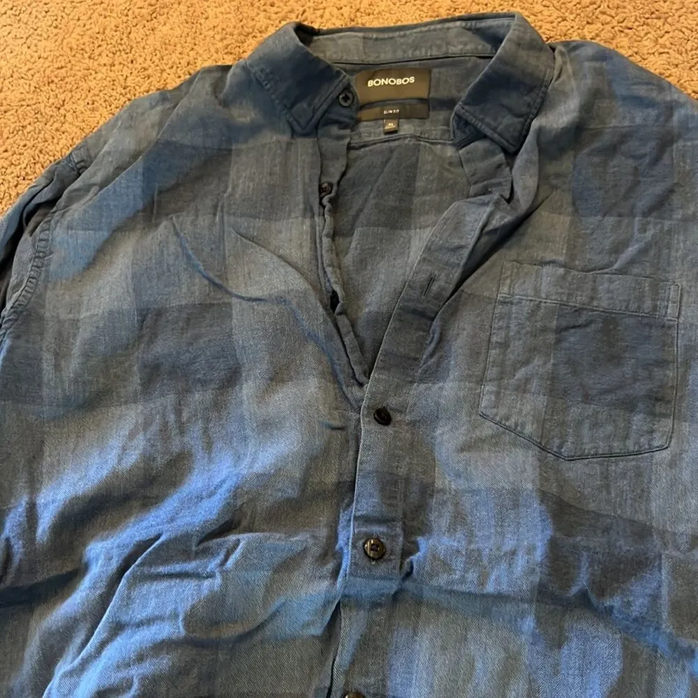 Bonobos blue plaid button down xl Blue - Image 5