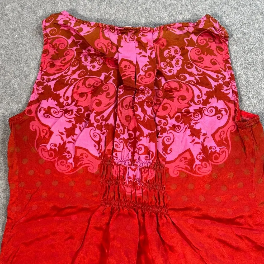 CAbi True Love Tank Top #672 Women's X-Small Sleeveless Floral 100% Silk Pleated - Image 8