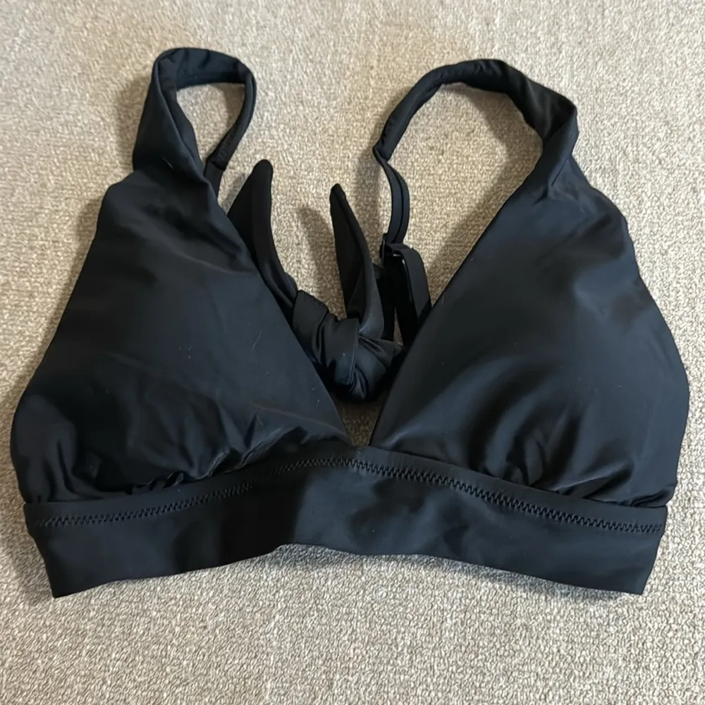 Aerie  Black Triangle Tie Back Adjustable Strap Bikini Top M - Image 3