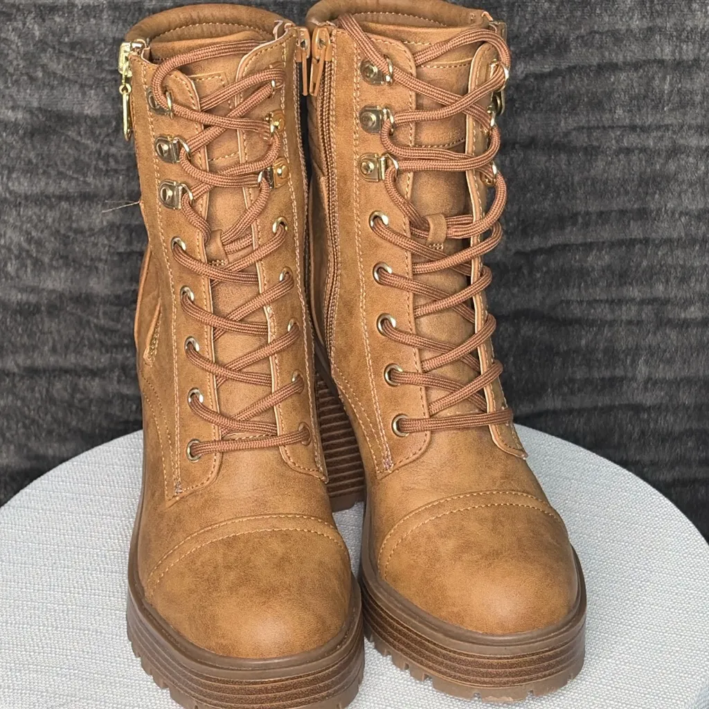 GBG Los Angeles Brown Lace Up Ankle Boots Block Heel Women’s 5.5(B109) - Image 2