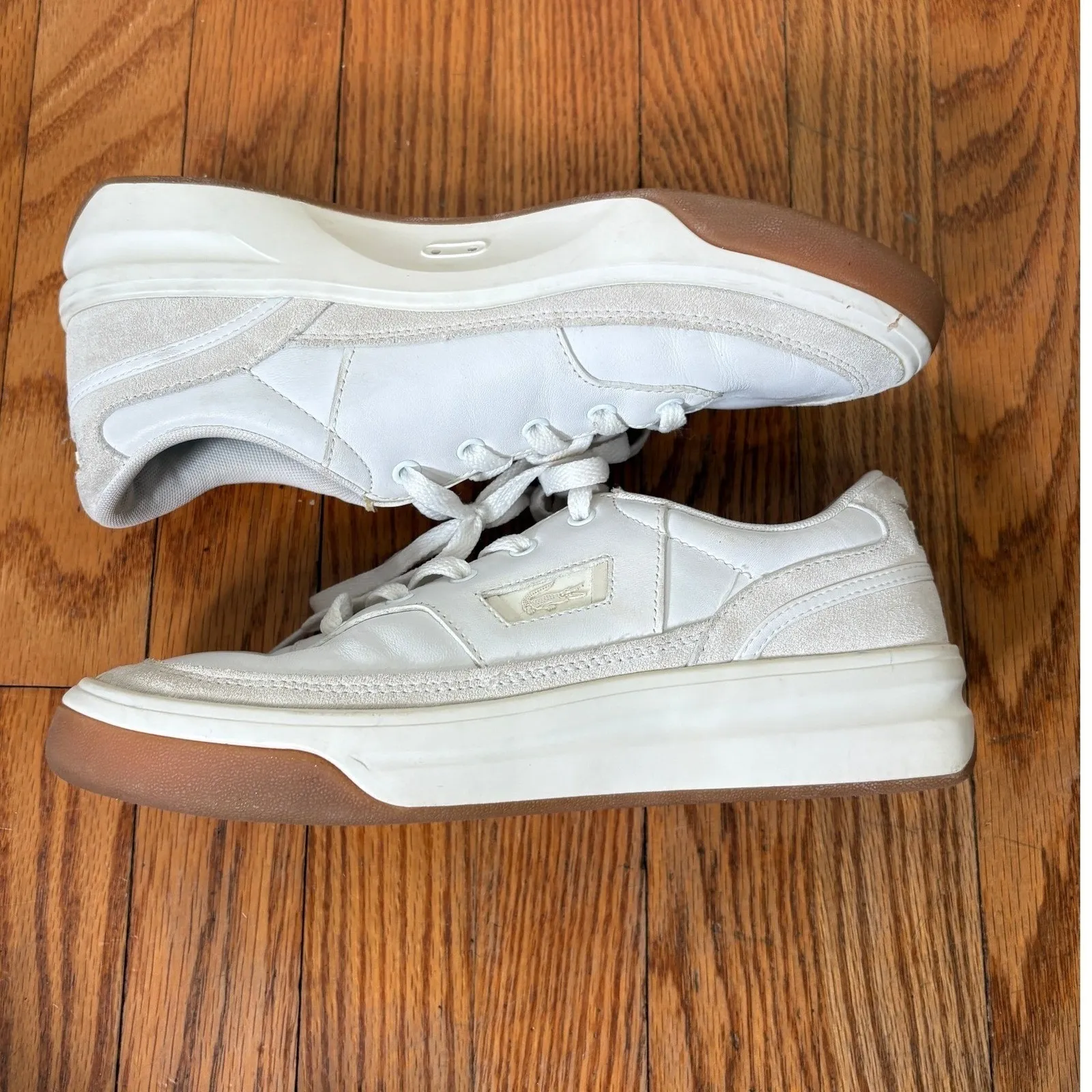 Lacoste x Goop G80 Leather Sneakers white/off white women's size 9 - Image 7
