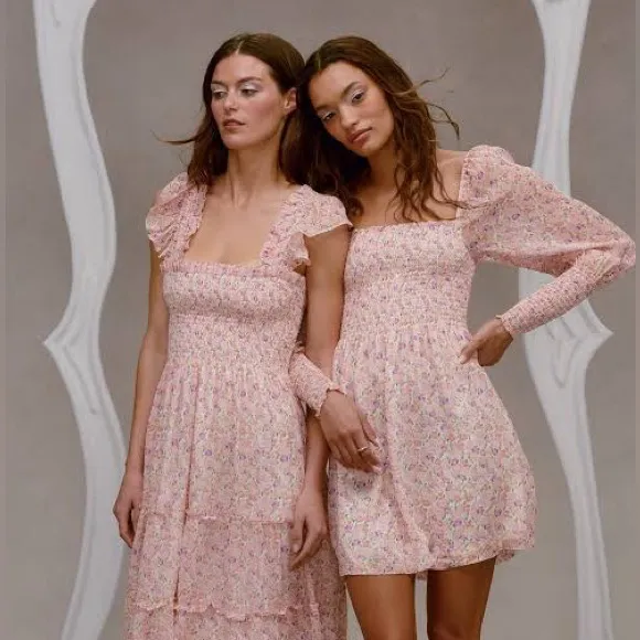 Hill House The Grace Nap Dress in Pink Multi Pansy White Size undefined - Image 4