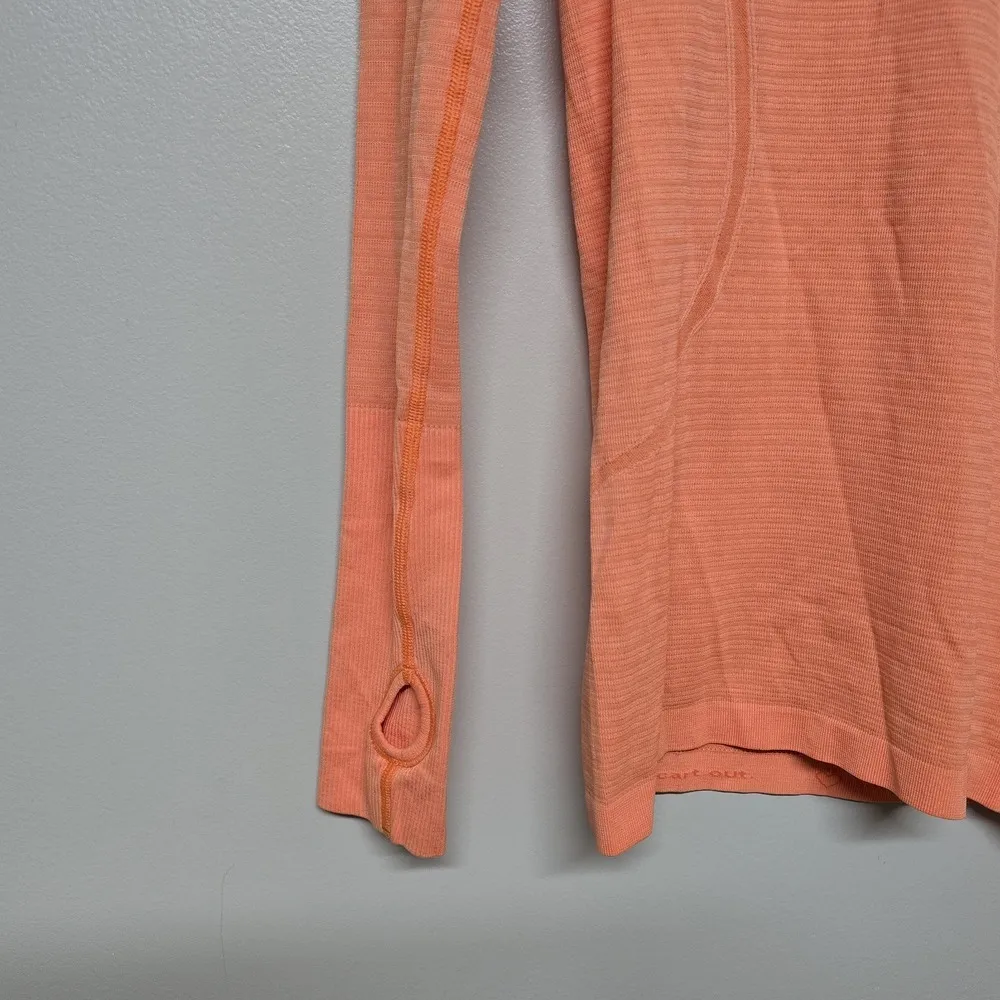 Lululemon Swiftly Tech Long Sleeve Crew Sz 6 Bright Orange Thumbholes Workout - Image 2