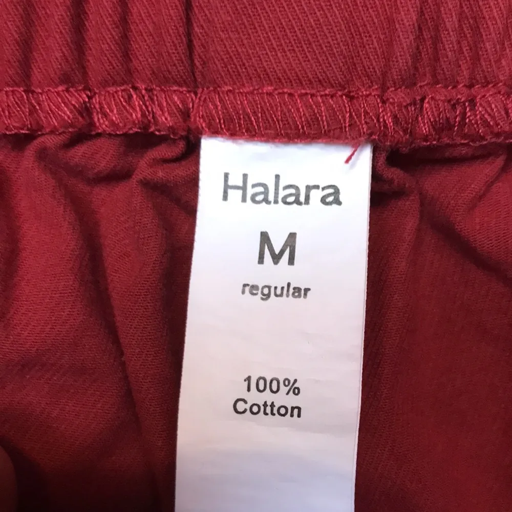 Halara Women’s Red Wine Athleisure Casual Cotton Mid Rise Jogger Ankle Pants - Image 8