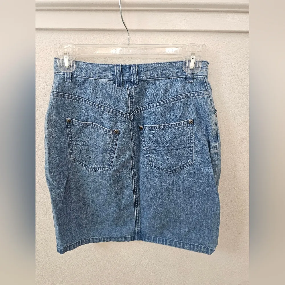 Liz Claiborne Lizwear Jeans Petite Blue Denim Mini Skirt sz 4P - Image 2