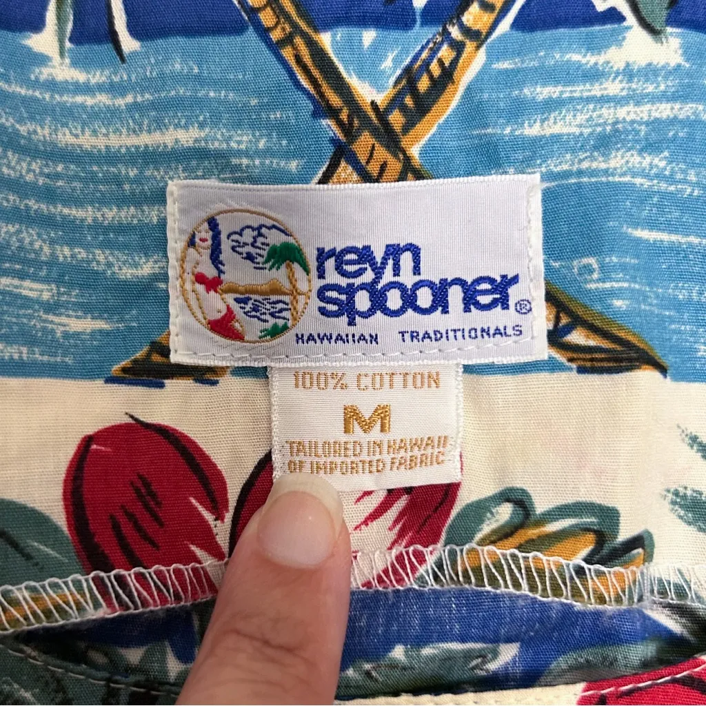 Reyn Spooner Vintage Scoop Neck Sleeveless Floral Hawaiian Midi Dress Medium Blue - Image 6