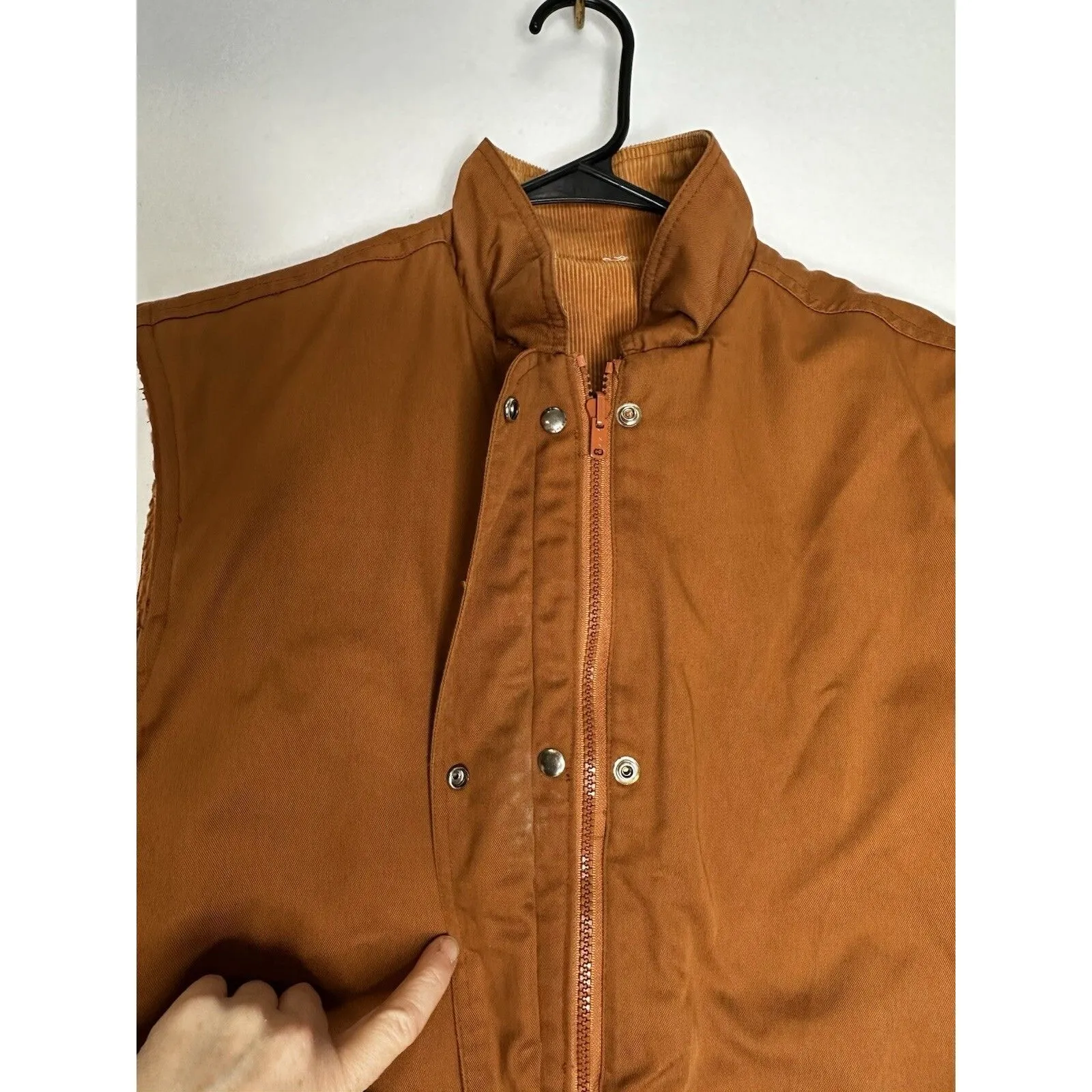 Corduroy Vest Women's Small brown Vintage‎ Snap Zip Sleeveless Cotton - Image 9