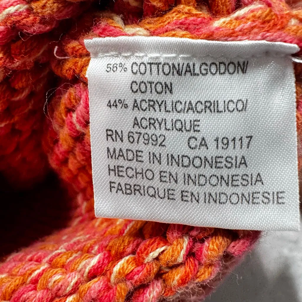 Chunky Knit Orange Sweater Mock V Neck Pullover Sigrid Olsen Cottagecore Cozy - Image 7