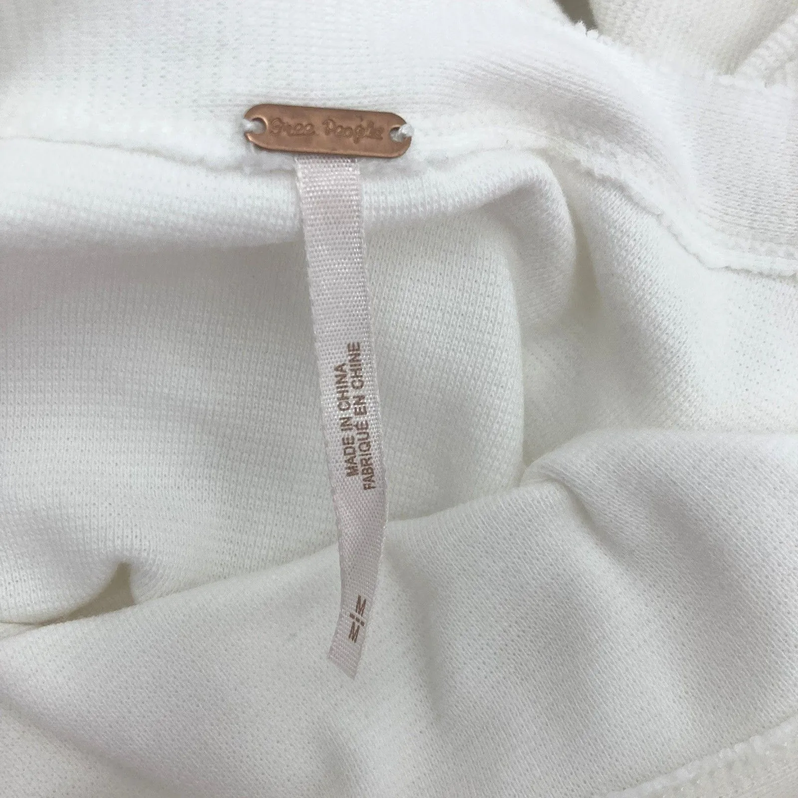 Free People Ribbed Cuff Long Sleeve Top M Cream Striped Knit Cotton - Image 11