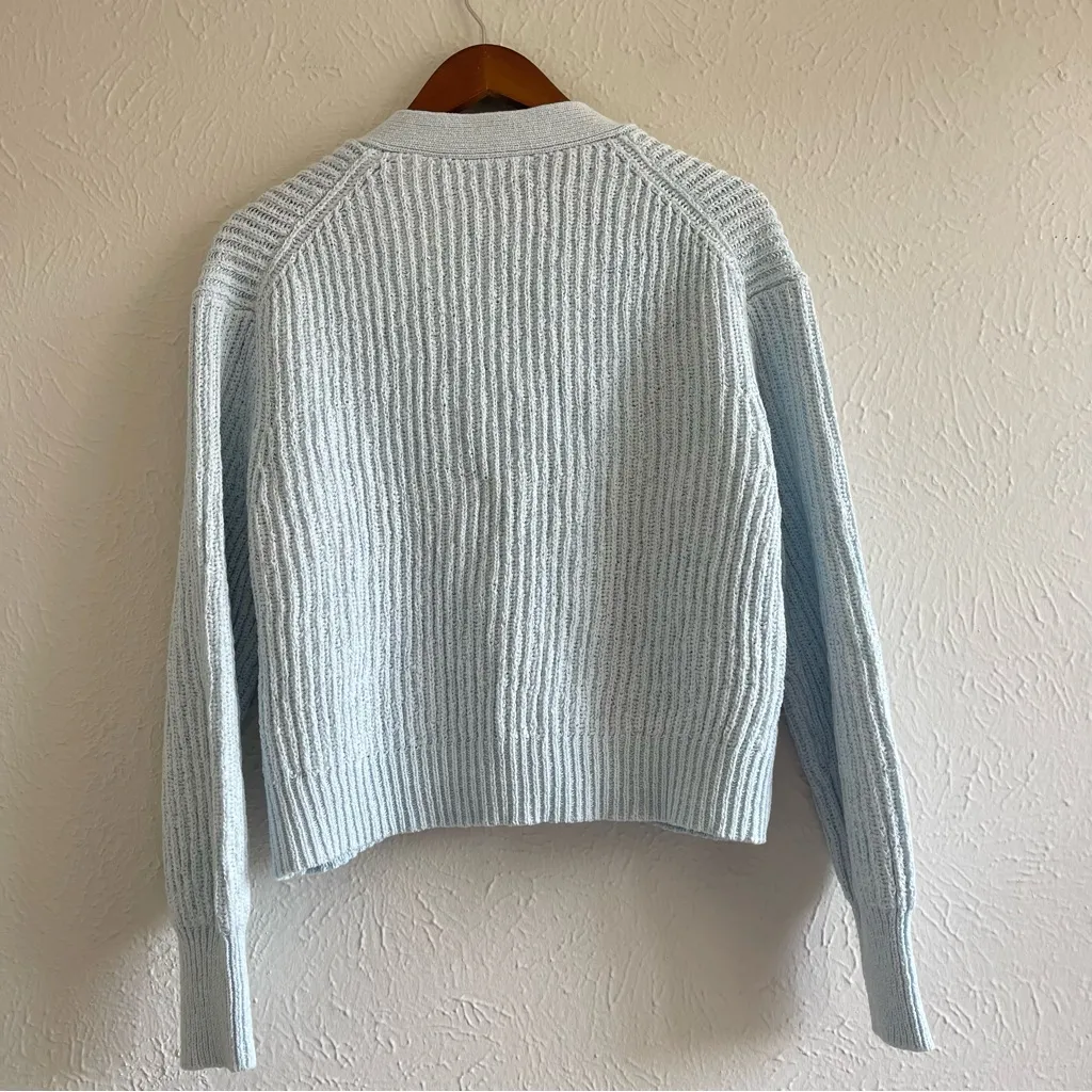 J. Crew Women's Blue Cotton Cropped Patch-Pocket Beach Cardigan Sweater  Size M - Image 6