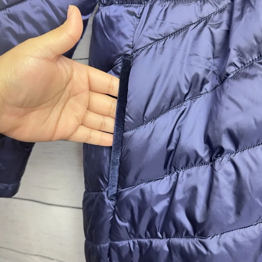 Badgley Mischka Mallory Puffer Coat Packable Blue Velvet Quilted Nylon Sz XL - Image 6