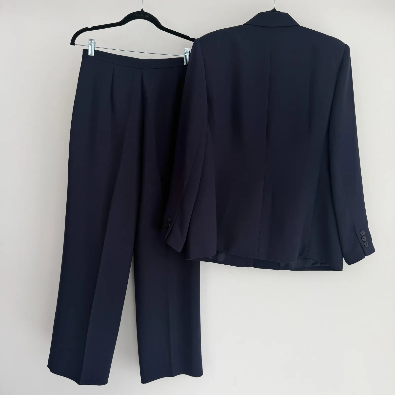 Vintage Pant Suit Womens Small Petite Navy Minimalist Career Quiet Luxury Office Green Size undefined - Image 9