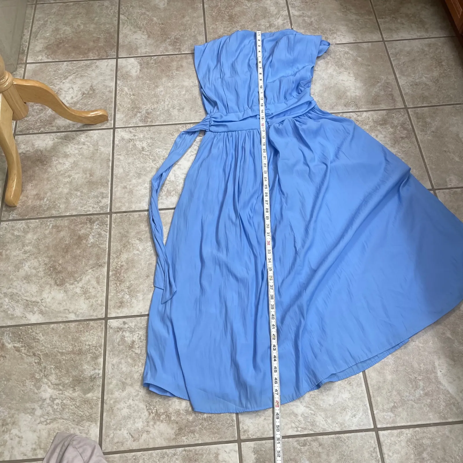 Joie Periwinkle Blue V Neck Cap Sleeve Midi Dress Size 6 victorian maxi belted - Image 3