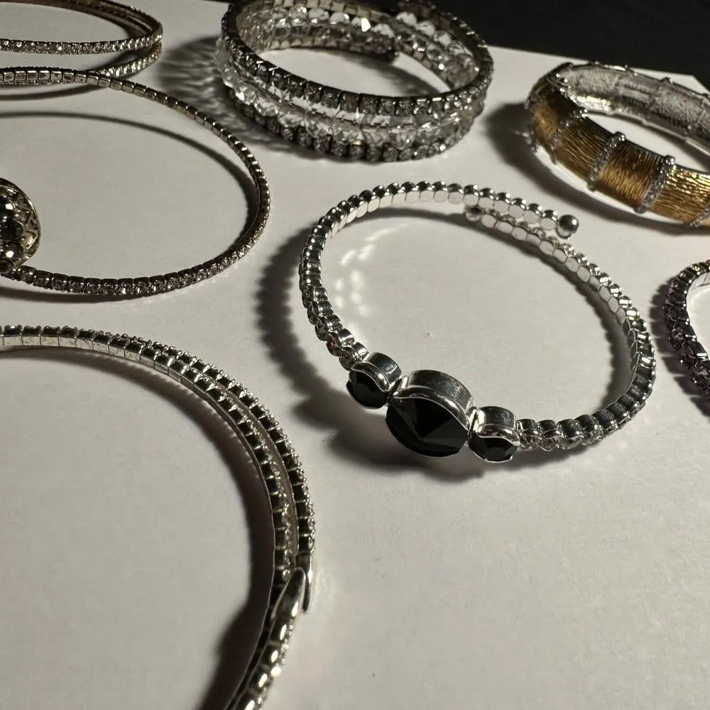 Lot Of 7 Women’s Rhinestone Bracelet 5 Are 6 3/4 Inch & 2 Are 6 1/2 In - Image 9