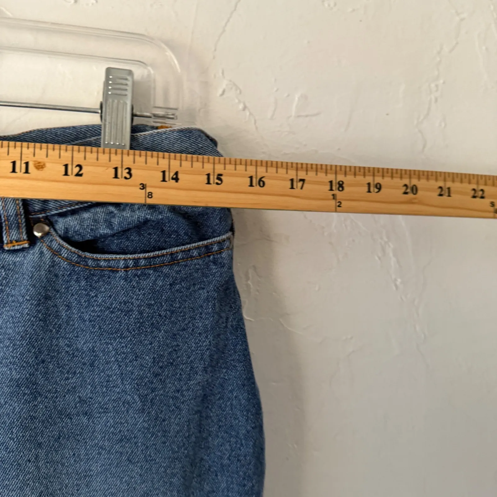 Khaki Sport Denim‎ Jean Skirt Y2k Size 12 Midi Blue Wash Western Cottage - Image 5