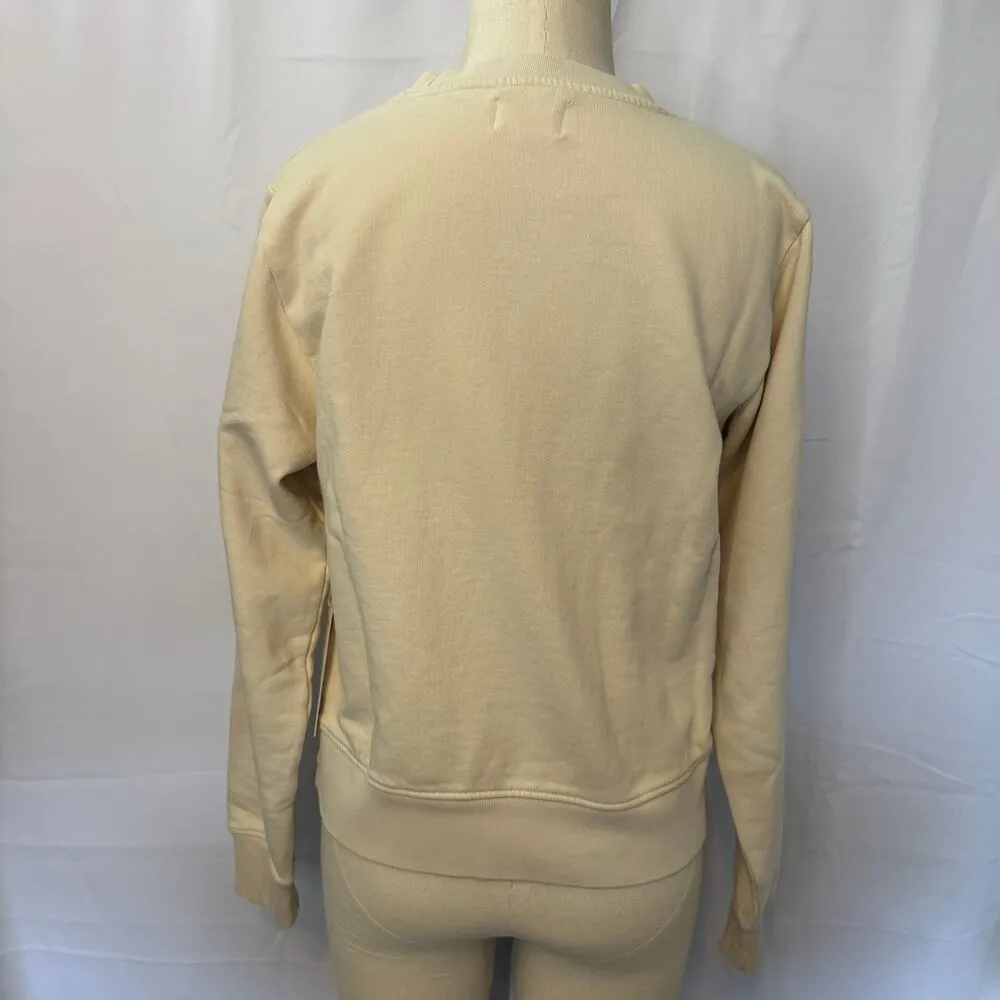 MATE Organic Fleece Crew Neck Sweatshirt L BON Beige Sustainable Cotton NWT Size L - Image 3