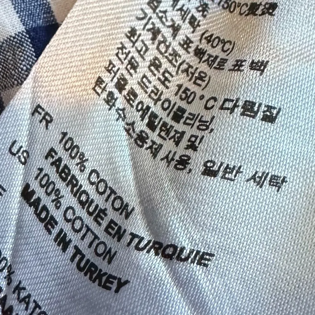 Sandro Paris Blue White Check Print Button-Down Shirt Long Sleeve Size Large - Image 12