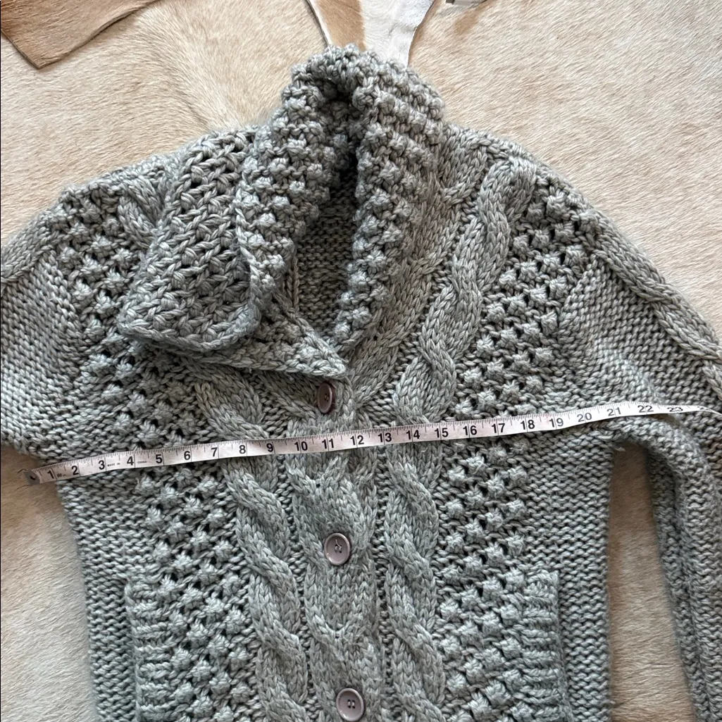 Hazel Taupe Chunky Knit Sweater honeycomb pattern sold At Anthropologie Gray Size L - Image 13
