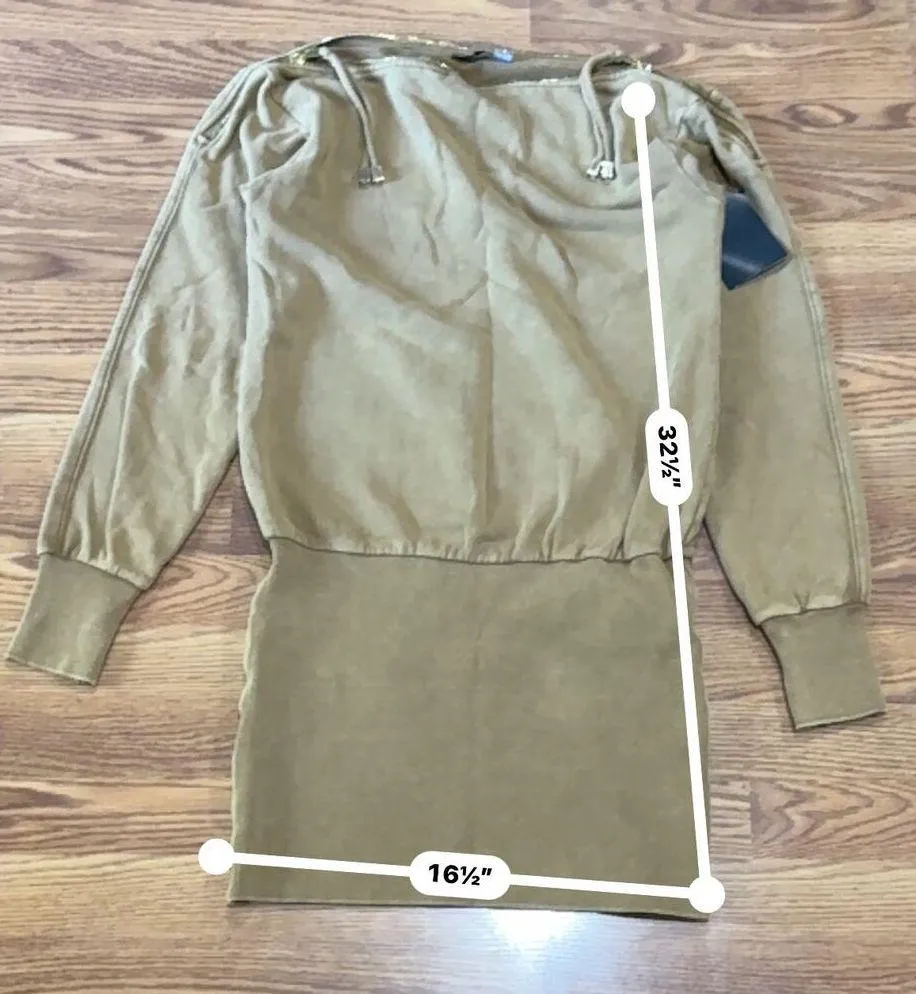 Retrofête DARCY TERRY Caramel Mini SWEATSHIRT DRESS size M - Image 6