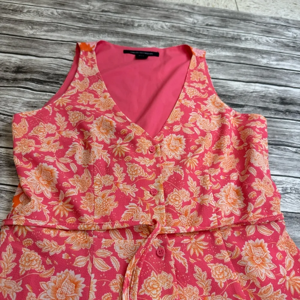 French Connection Women's Cossette Vero Crepe Midi Dress 6 Pink Orange White - Image 4