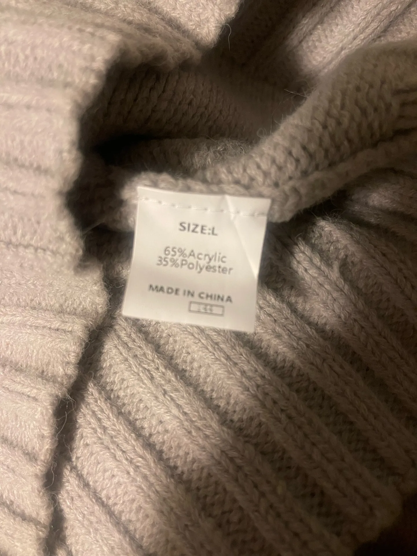 Cozy Ribbed Knit Sweater Gray Size L - Image 3