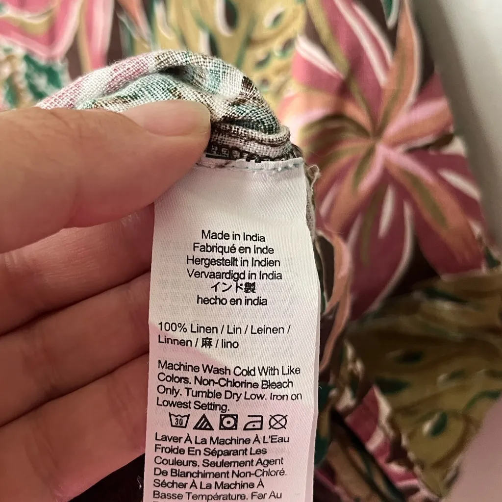 Madewell Goldie Mini Dress Floral Print Dark Coffee 100% Linen Size 2 EUC - Image 9