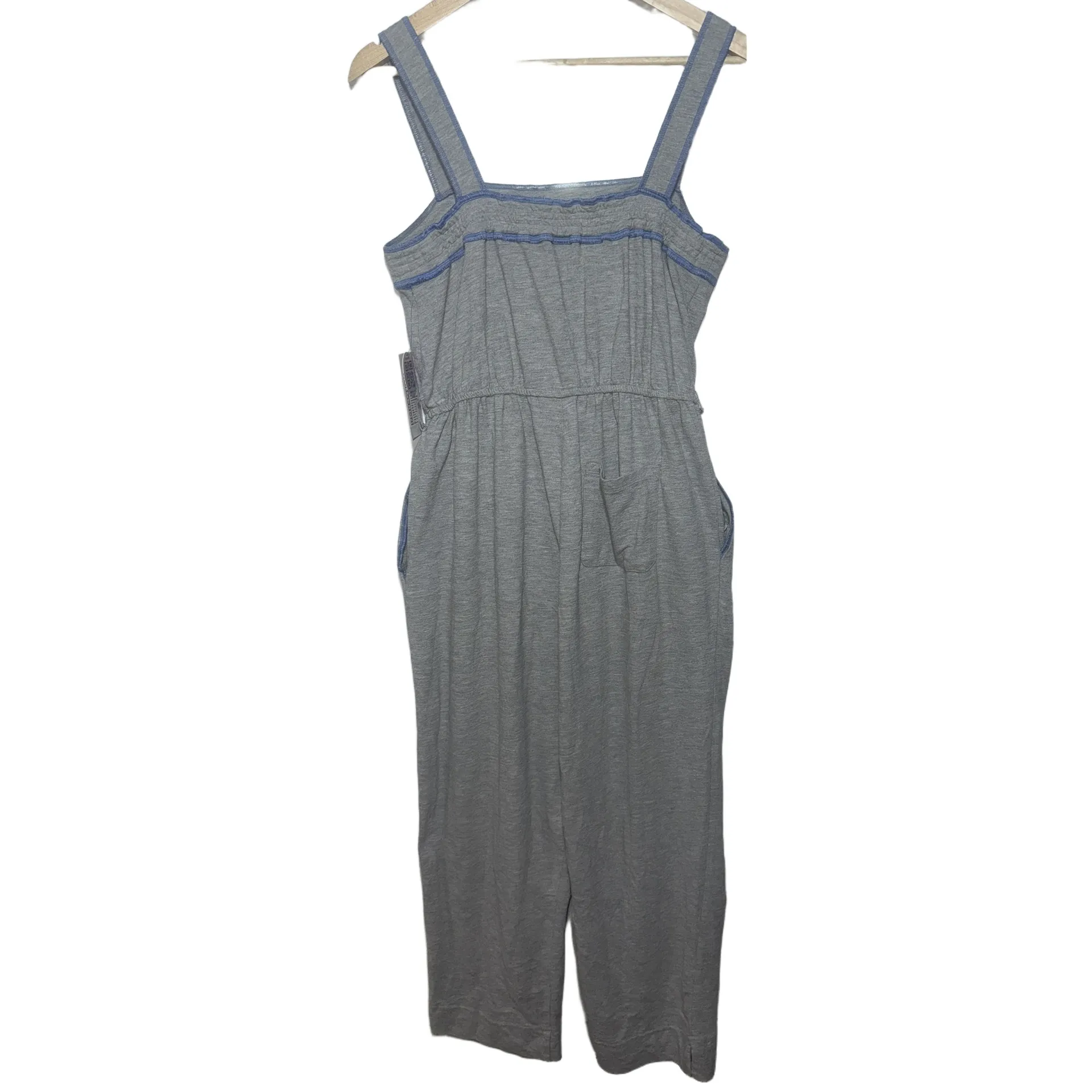 Saturday Sunday by Anthropologie Gray Blue Knit Cotton Wide Leg Jumpsuit Size M - Image 2