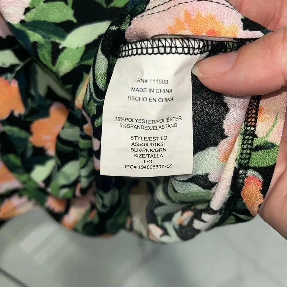 Tropical dress floral mini dress dark floral stretchy sleeves beach vacation - Image 11