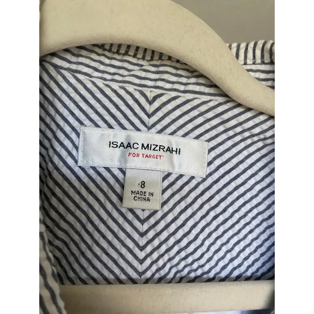 Isaac Mizrahi Blazer Cotton Jacket Navy Striped Parisian Scandi Preppy Business - Image 4