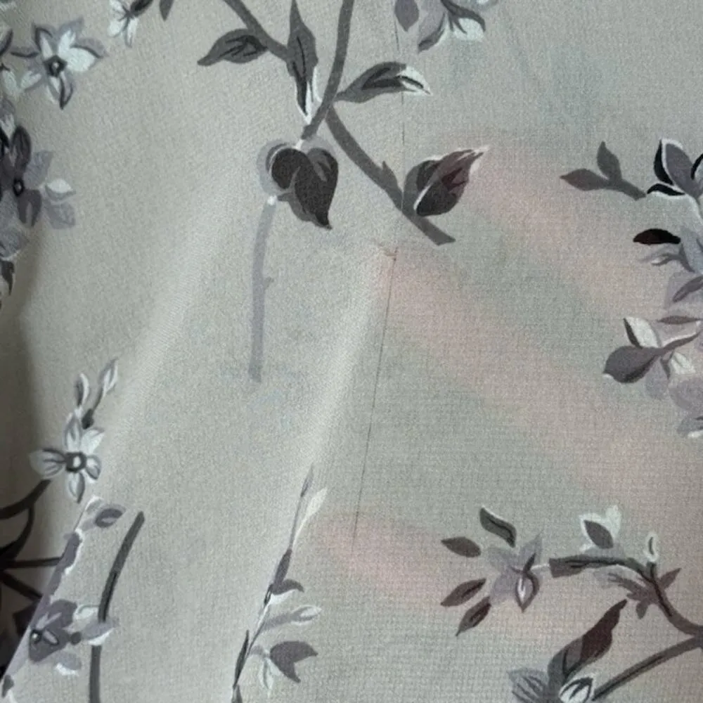 Vintage Calvin Klein Womens Floral Sheer Sleepwear Knee Length Robe Belted S/M - Image 6