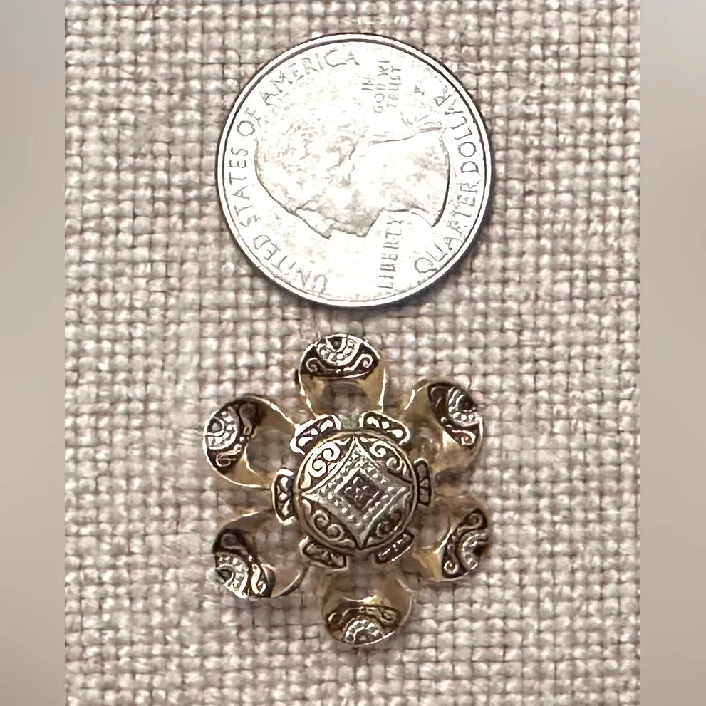 EUC Damascene Gold and Silver Floral Earrings - Image 5