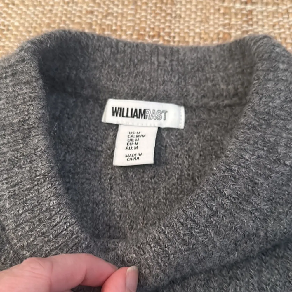 William Rast Crew Neck Sweater Black and Gray Stripes Medium - Image 2