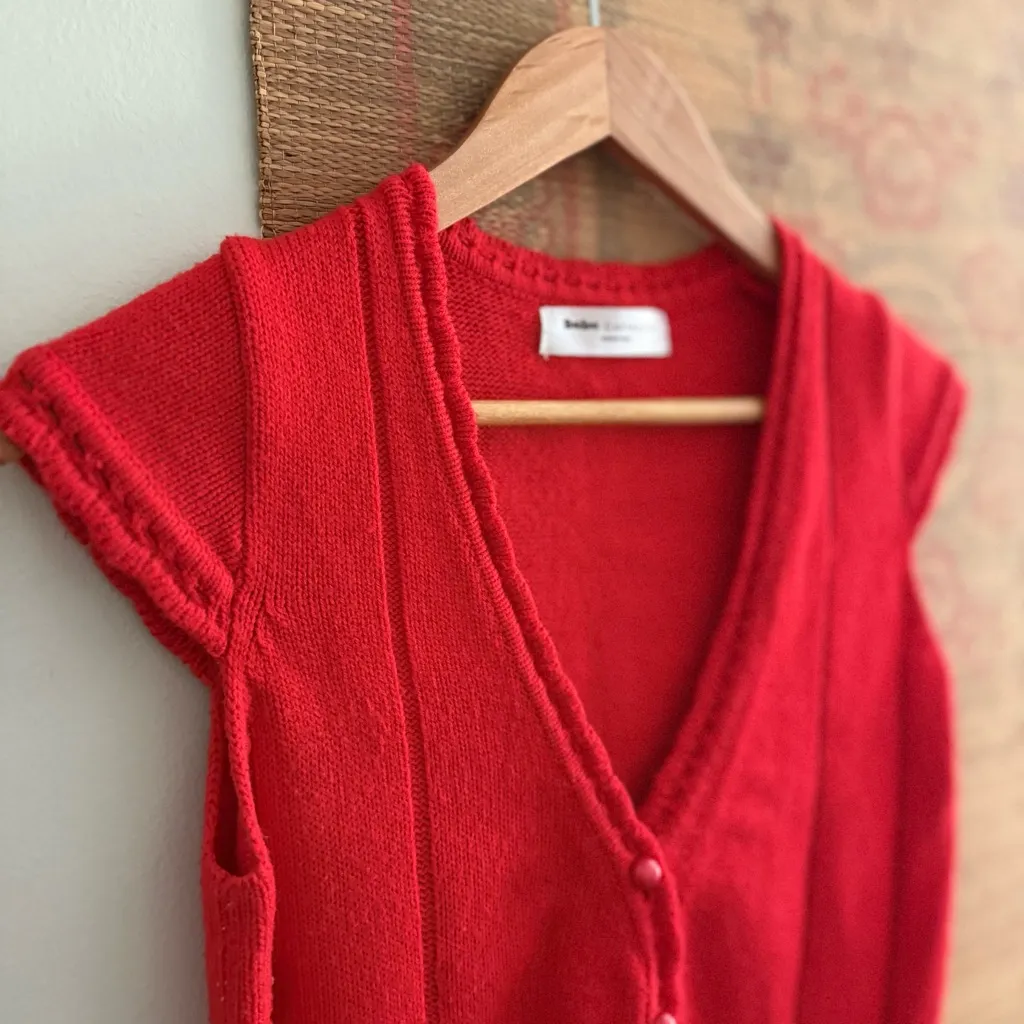 Vintage Bebe Cap Sleeve Knit Button Down V Neck Top - Image 9