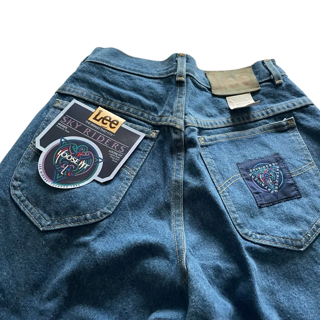 NWT 90s Vintage Lee Sky Riders Blue Jeans High waisted 100% cotton Made in USA 8 - Image 3