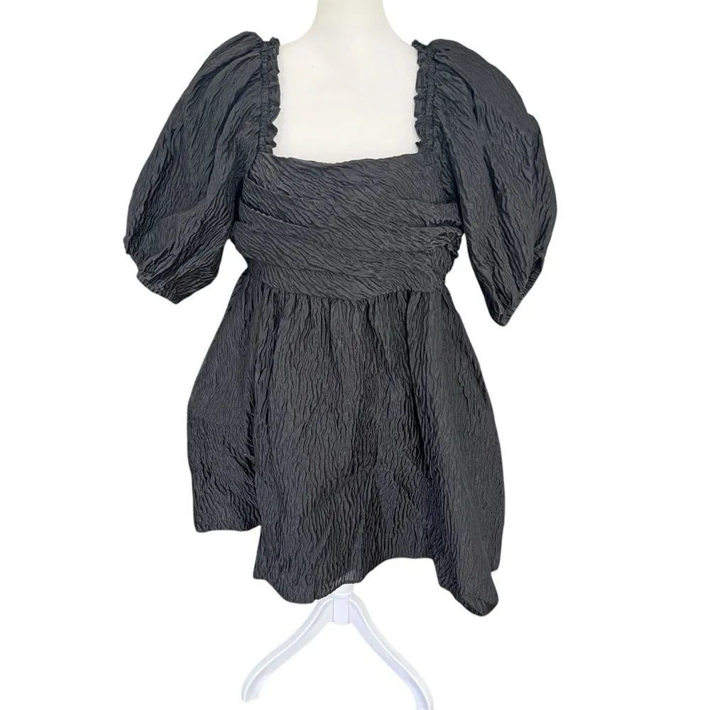 Crosby Hunter Black Puff Sleeve Cupcake Babydoll Mini Dress NWT Medium - Image 3