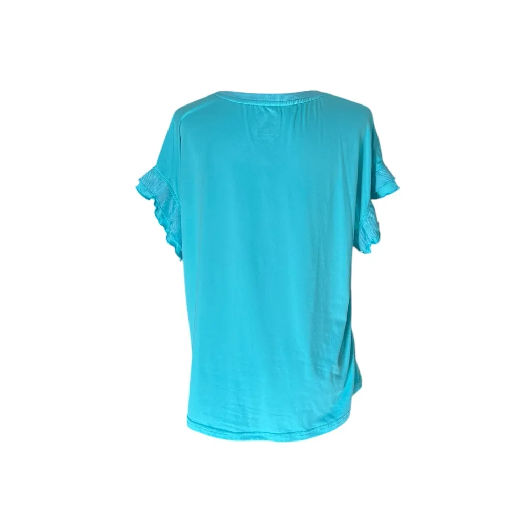 Muk Luks Teal Ruffle Sleeve T - Image 5