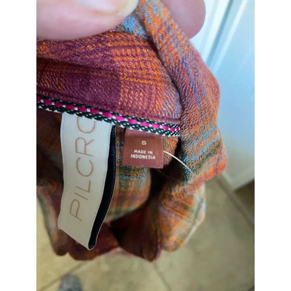 Pilcro & the Letterpress Anthropologie Womens Tunic Sz S Plaid Seamed Buttondown - Image 9